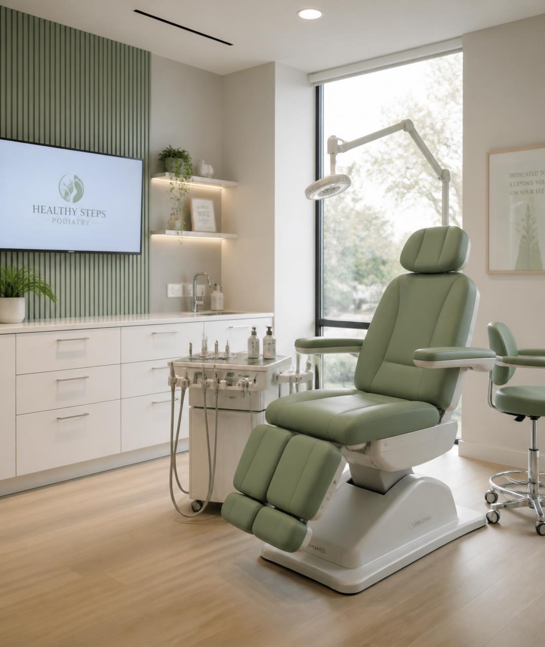 Sala de atendimento da clínica de podologia Esthetic Feet